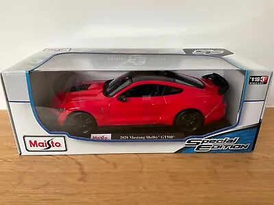 Maisto 2020 Mustang Shelby GT500 Car 1:18 Scale - Red - Special Edition - NEW • £31.75