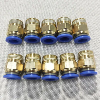 QUICK 10PC 3/8  OD Tube X 1/4  NPT Pneumatic Fitting Push To Connect Air Fitting • $12.79