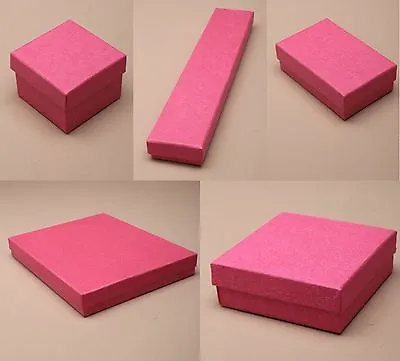 Pack Of 12 Hot Pink Card Gift Jewellery Boxes Black Insert Wholesale Bulk • £9.99