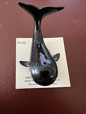 Vintage Hagen Renaker 1986 Whale Cartoonish Black Ceramic Miniature Figurine • $28