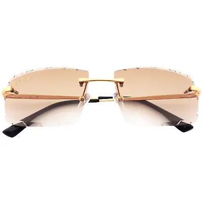 Ardent Eyewear Rimless Gold Eyeglasses Sunglasses Vintage Cartier Diamond Cut 58 • $134.10
