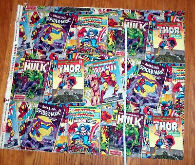 $6.49 • Buy Marvel Comics The AVENGERS Large Comic Book Covers Cotton Fabric -  1/2 Yard