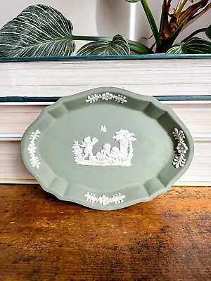 Wedgwood Jasperware Sage Green Vintage Trinket Ring Dish Children England 4 3/4  • $12