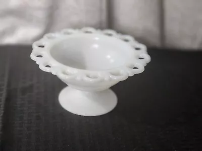 Vintage Anchor Hocking Milk Glass Open Lace Small Candy Dish • $11.50