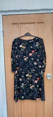 OASIS Black Floral Dress UK 14 • £8.99