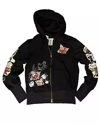 Vintage 2005 DISNEYLAND Mickey Mouse Ed Hardy Look/Tattoo Zip Hoodie Jacket Sz M • $43.20