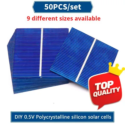 50pcs Solar Cells 0.5V 320mA Polysilicon Panels DIY Battery Charge 0.5V 320mA • $12.16