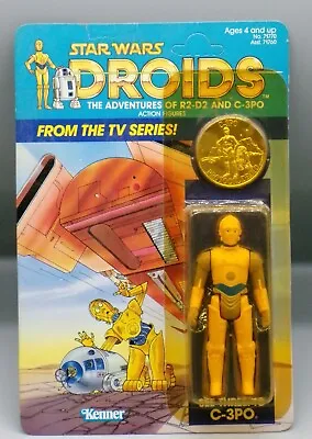 1985 Vintage Kenner STAR WARS DROIDS Cartoon C3PO Sealed MOC Figure MOSC RARE !! • $1500