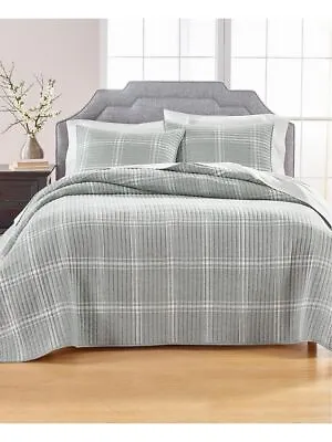 Martha Stewart Flannel Yarn Dye Plaid Quilt Heather Gray Full/Queen • $55.79