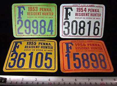 Lot Of 4 Vintage 1953-1956 PA RESIDENT HUNTER Hunting Licenses Tags ~ 2 ARCHERY • $14