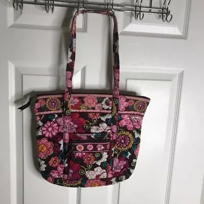 Vera Bradley Quilted Zipper Tote Bag Mod Floral Pink Retired Fall 2007 • $21.99
