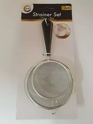 2 Pc STAINLESS STEEL SIEVE TEA STRAINER COLANDER AIRING DRAIN KITCHEN MESH SMALL • £3.29