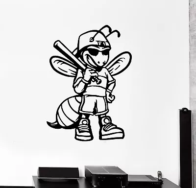 Wall Decal Baseball Player Insect Wasp Bee Game Cartoon Vinyl Sticker (ed1420) • $69.99