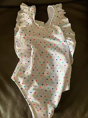 BNWT Baby Girls Pink Polka Dot Swimming Costume Age 2-3 Years From M&S • £3