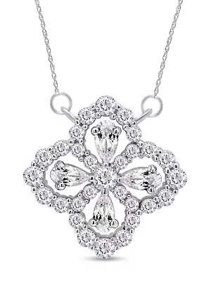 1.33ct Moissanite Four-leaf Clover Pendant Necklace 18  In 925 Sterling Silver • $126.66