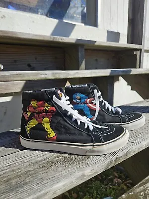 VANS SK8-Hi Marvel Avengers Vintage Print Mens 8.5 Ironman Hulk Thor Captain Am. • $24.99