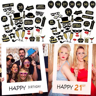 Happy 16/30/40/50/60th 21st Birthday Frame Photo Booth Paper Props Party Decor • £4.69