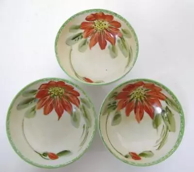 Lot/3 Handpainted Poinsettia Nut Dishes Bowls Nippon Japan 3  Jonroth Studios • $17.99