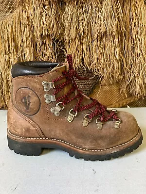 Vintage Vasque  Mens Brown Leather Mountaineering Boots Hike Climb USA Size 6.5C • $70.99