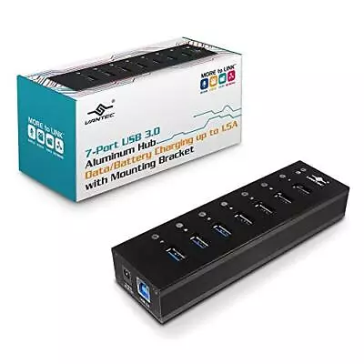 Vantec 7-Port USB 3.0 Hub Aluminum Full Powered Mountable With All Ports Dat • $47.43