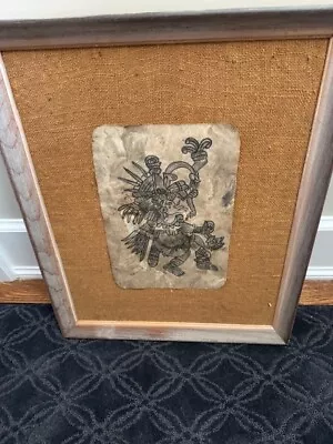 Vintage Mexico MAYAN Painting On Leather • $195