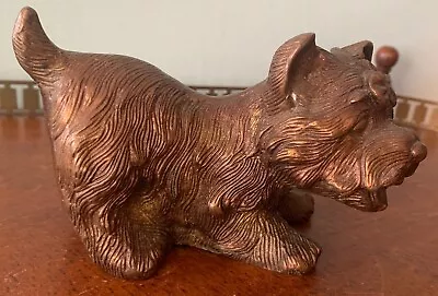 VTG Scottish Terrier Bronze Dog Figurine 6  Bow In Hair • $13.74