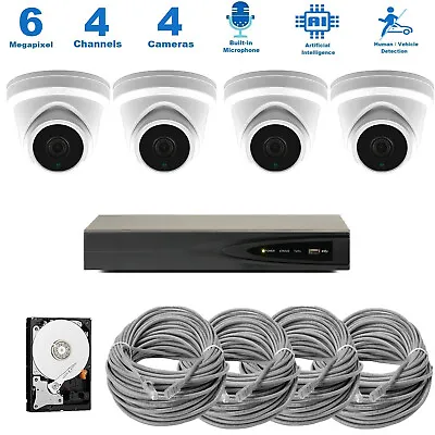 Hikvision 4K NVR 6MP Microphone Outdoor PoE IP  Security CCTV Camera System • $575