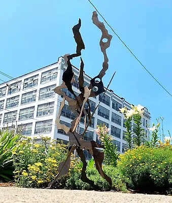 Large Outdoor Metal Garden Yard Sculpture  Abstract Modern Rusty Industrial New • $5890