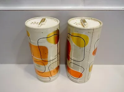 Vtg Lot Of 2 MORTON RETRO FOIL PEPPER SHAKERS Half Full No Salt MCM Abstract • $9.99