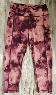 Victoria’s Secret Super Soft Marbled Pink Leggings Yoga Pants W/  PocketSize 8 • $12.98