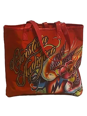 Christian Audigier Tote Bag W Sparrow Ed Hardy Tattoo Sparrow ~17”x15”x6” EUC • $25.49