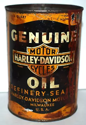 Vintage Harley Davidson HD Motorcycle Quart Tin Advertising Tin Motor Oil Can • $285