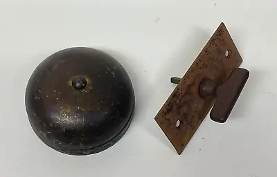 Antique Brass Manual Doorbell Ringer - Mechanical Key Crank Door Bell • $55