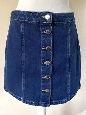 Ladies Denim Mini Skirt Size 8 Button Down A-Line • £12