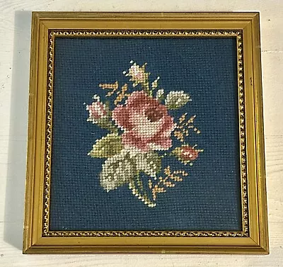 Vintage Framed Floral Needlework  • $19.95