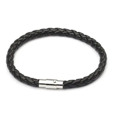 Fashion Braided Weave Leather Steel Magnetic Clasp Women Men Bracelet Jewellery • $2.60