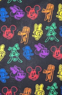 DISNEY MICKEY Mouse AND FRIENDS RAINBOW COTTON FABRIC 1/2 YARD NEW • $9.99