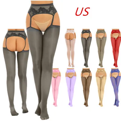 US Women's Pantyhose Suspender Stockings Sheer Tights Thigh High Socks Lingerie • $8.64