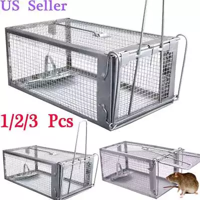 1-3Pcs Humane Animal Trap Steel Cage For Live Rodent Control Rat Squirrel Raccon • $15.79