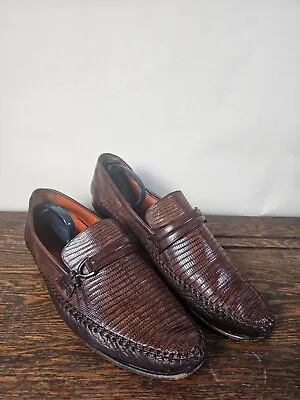 Mezlan Dress Shoes Mens Size 14M Brown Genuine Lizard Monk Strap Leather Loafers • $97.88