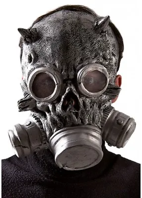 Gas Mask Fancy Dress Halloween Wartime The Purge SILVER Adult DEVIL Latex • £16.99