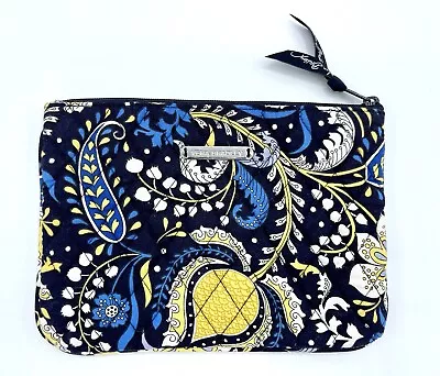 Vera Bradley ZIP COSMETIC Bag ELLIE BLUE Make-up Travel Lined 9  X 6.5  Pouch EC • $13.59