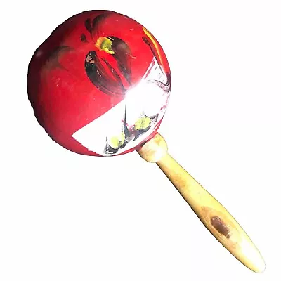 1- Vintage Wood Mexico Maraca Hand Painted Shaker Musical Rattle Super RARE • $29.99