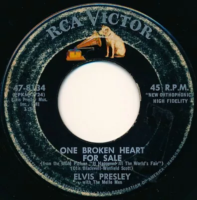 ELVIS PRESLEY - THEY REMIND ME TOO MUCH OF YOU / ONE BROKEN HEART - 45 Record VG • $1.95