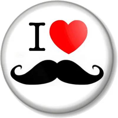 £0.99 • Buy I Love / Heart Moustache 1  Pin Button Badge Movember Mustache Moustaches Tash