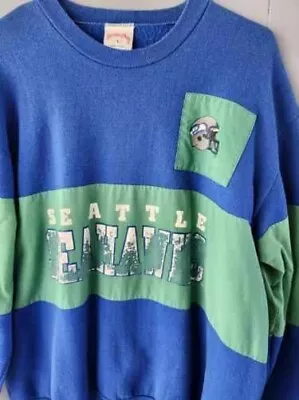 VTG 80’s Nutmeg Mills Seattle Seahawks Crew Neck Sweatshirt Size Large • $47.65