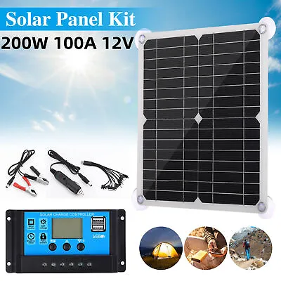 $38.69 • Buy 200 Watts Solar Panel Kit 100A 12V Battery Charger With Controller Caravan Boat