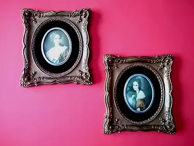 Vintage Picture Set A Cameo Creation  Velvet Inlay  Lady Hamilton And Lady Dover • $18