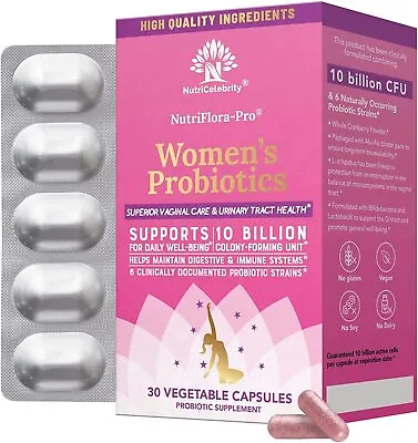 NutriCelebrity NutriFlora-Pro Probiotics For Women - Support Vaginal UTI Health • $16.95
