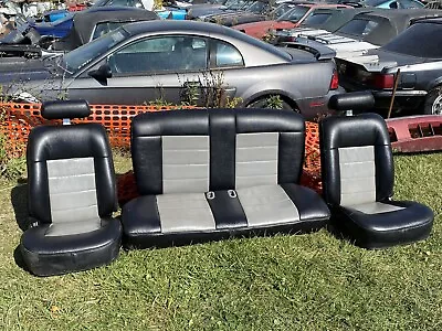 1979-1993 Ford Mustang Notchback￼ Coupe Seats Leather Black & Gray Svt Cobra Gnu • $1200